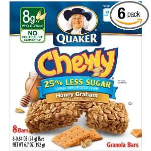Quaker Honey Graham Chewy Granola Bars Reduced Sugar, 8 Bars per Pack 