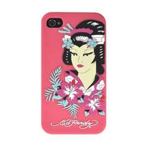  IPHONE 4 4G (FITS AT&T) OFFICIAL LICENSED ED HARDY PINK BACKGROUND 