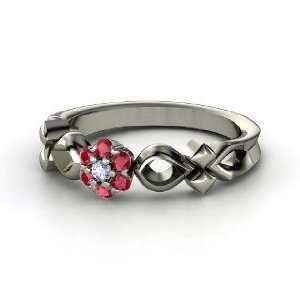  Corsage Ring, Sterling Silver Ring with Tanzanite & Ruby 