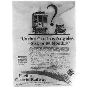  Pacific Electric Railway,Los Angeles,Advertisement,1925 