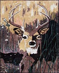 Deer Marble Mosaic Tile Stones Art Wall Mural  