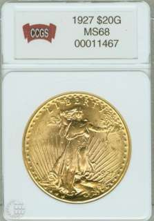 1927 $20.00 Gold St. Gaudens Double Eagle coin  