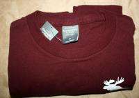 NEW ABERCROMBIE & FITCH AF MUSCLE SLIM GRAPHIC BURGUNDY SWEATER T 