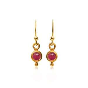  Ruby and 24 Karat Gold, Small Round Earrings Jewelry