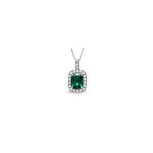  ZALES Cushion Cut Lab Created Emerald and White Sapphire 