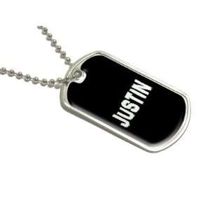 Justin   Name Military Dog Tag Luggage Keychain