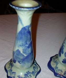 Blue Willow   Ironstone   Flow Pattern   Candle Holders  
