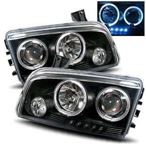  06 10 Dodge Charger Black LED Halo Projector Headlights 