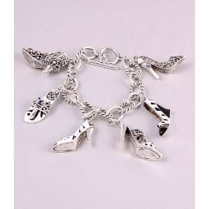  Fashion Jewelry Charm Bracelet with Shoes Pattern Silver 