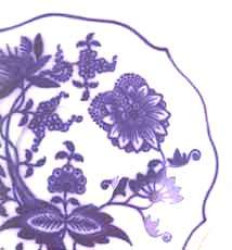 China, which is called blue onion, is porcelain with a blue inglazed 
