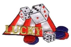 Lucky Dice Embroidered Gambling Applique Patch 250616  