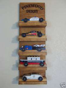 Pinewood Derby Car Display Hand Crafted Shelf  