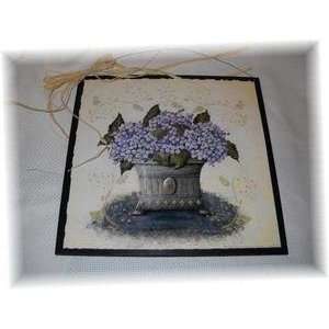  Purple Potted Hydrangea Plant Wood Wall Art Sign Floral 