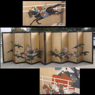 EDO Japanese Samurai WAR Armor Folding Screen Painting  
