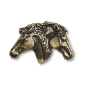   Snort Hardware Dual Horse Head Knob, Antique Copper