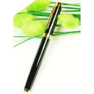 Fountain Pen Classic Black Golden Ring New Nib M 22kgp with Push in 