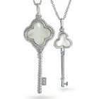Bling Jewelry Sterling Silver Mother of Pearl Clover Key Mother and 