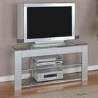   Style Glossy Silver TV Stand With 3 Tempered Glass Shelves