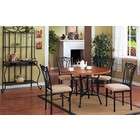 Poundex 5pc Black Metal & Wood Round Dining Room Table & Chair Set