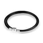 Bling Jewelry Black Leather 925 Sterling Silver Barrel Clasp with 