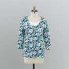 Basic Editions Womens Layered Look Floral Shirt