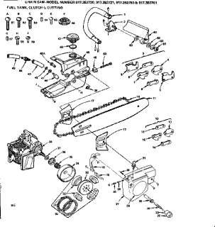 CRAFTSMAN Chain saw Fuel tank, clutch & cutti  Parts  Model 