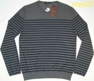 GUCCI Mens gray Striped 100% CASHMMERE crewneck LOGO sweater XXL NWT 