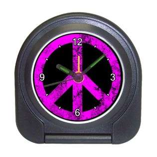 Travel Alarm Clock of Grunge 60s Pink Peace Symbol (Peace Sign, Cool 