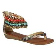   by Zigi Womens After Party Beaded Ankle Wrap Sandal   Animal/Multi