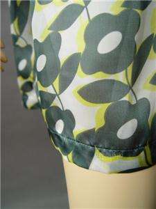 SATIN Charmeuse Ruffled Ruffle Front Retro 60s Flower Print Mini Dress 