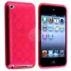   Rubber Skin Case for Apple iPod Touch 4th Gen, Clear Hot Pink Circle