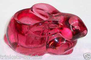 Indiana Cranberry Glass Bunny Rabbit Candle Holder  