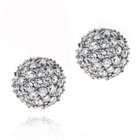   Jewelry Sterling Silver Pave CZ Disco Ball 7mm Bead Stud Earrings