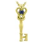 Birthstone Company 14K Yellow Gold and Sapphire Love Knot Key Pendant