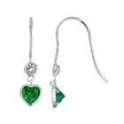 MyJewelryBox Created Emerald Heart Earrings with White Topaz 1.10 