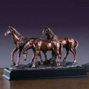  Crossing the River Three Horses Bronze Finish Statue with 