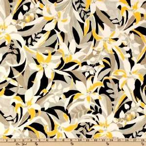  45 Wide Lilliana Floral BlackYellow Fabric By The Yard 