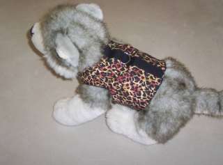 HANDMADE DOG VEST WITH LEASH RING   LEOPARD  