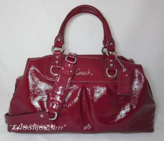   ASHLEY Patent Leather Large Satchel Bag Purse Sac Garnet New 15454