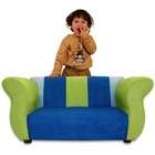 Fantasy Furniture Kids Fancy Microsuede Sofa in Blue / Green