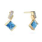 pair of genuine peridot swiss blue topaz and diamond earrings