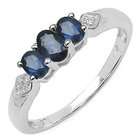   00 Carat Genuine Blue Sapphire & White Topaz Sterling Silver Ring