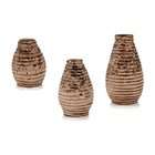 AMBIENTE  Set of 3 Honeycomb Vases with Eclectic Green finish By 