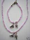 Purple Glass Bead Necklace Bracelet Set Ballerina Tiara
