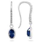 szul 1 1/5 Carat Bezel Set Oval Sapphire and Diamond Earrings in 