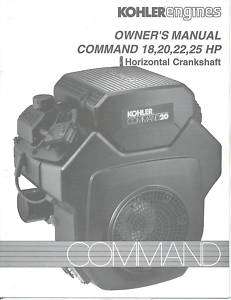 Kohler Command 18,20,22,25 HP Operators Manual NEW  