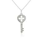 Royal Jewelry Diamond Key Necklace in 14k White Gold with 14k White 