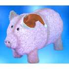  LED Outdoor Chenille Pig in Santa Hat Christmas Yard Art Decoration