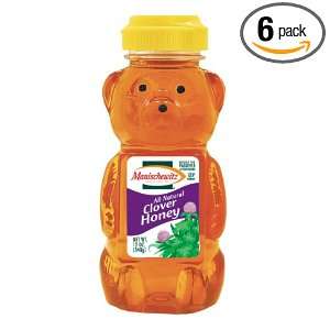Manischewitz Clover Honey Squeeze Bear, 12 Ounce Bottles (Pack of 6 