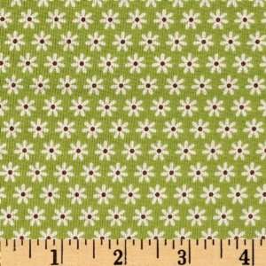  44 Wide Feeling Groovy Daisies Green Fabric By The Yard 
